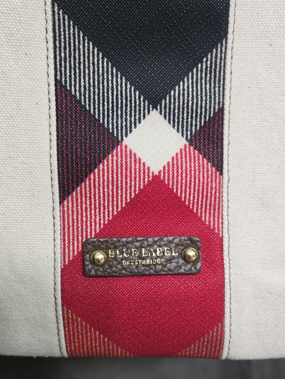 BURBERRY Blue Label Cream Canvas Tote with Brown Leather Trim and Plaid Stripe - Picture 13 of 17